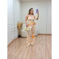 Cropped Tamara Estampado Laranja