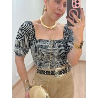 Cropped Lastex Estampado