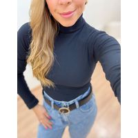 Blusa Gola Canelada Preta