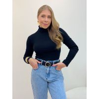Blusa Gola Canelada Preta