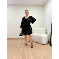 Vestido Poá Preto