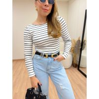 Body Listrado Branca
