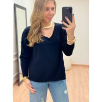 Blusa Poliana Manga Longa Preta