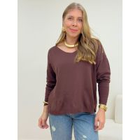 Blusa Poliana Manga Longa Marrom