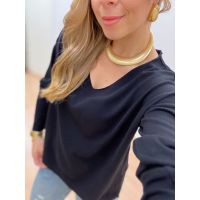 Blusa Poliana Manga Longa Preta