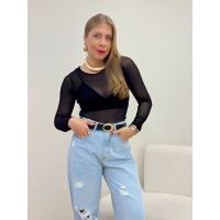 Blusa Tule E Top Preta
