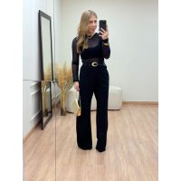 Blusa Tule Gola Preta