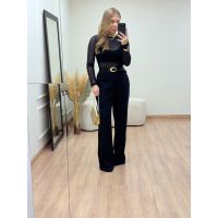 Blusa Tule Gola Preta