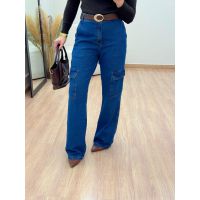 Calça Cargo Wide Leg Jeans