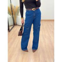 Calça Cargo Wide Leg Jeans