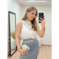 Body Tule+top Branco
