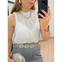 Body Tule+top Branco
