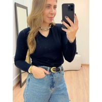 Blusa Gola V Preta
