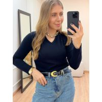 Blusa Gola V Preta