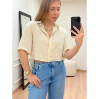Camisa Cropped Amábile Bege