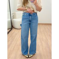 Calça Wide Leg Marmorizada Jeans