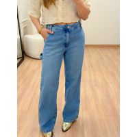 Calça Wide Leg Marmorizada Jeans