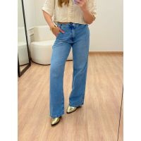 Calça Wide Leg Marmorizada Jeans