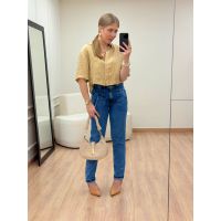 Camisa Cropped Amábile Camel