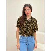 Camisa Cropped Onça Preto