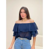Blusa Ombro A Ombro Azul