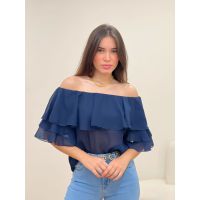 Blusa Ombro A Ombro Azul