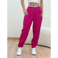 Calça Cenoura Zíper Fucsia