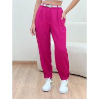 Calça Cenoura Zíper Fucsia