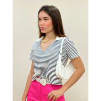 Blusa Polo Tricot Listrado