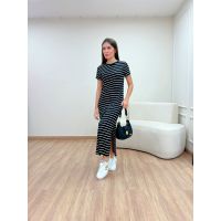Vestido Malha Listrado