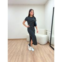 Vestido Malha Listrado