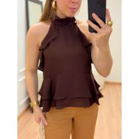 Blusa Babados Marrom