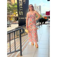 Vestido Tule Floral Azul