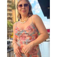 Vestido Tule Floral Azul