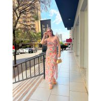 Vestido Tule Floral Azul
