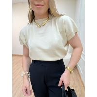 Blusa Malu Gola Redonda Areia