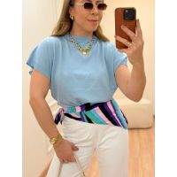 Blusa Malu Gola Redonda Azul