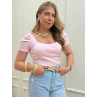 Blusa Canelada Rosa