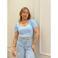 Blusa Canelada Azul