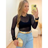 Blusa Tule Preta