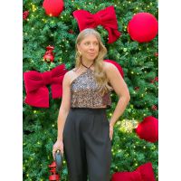 Cropped Paetê Preto