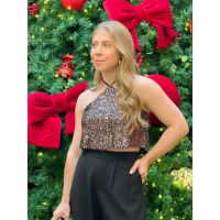 Cropped Paetê Preto