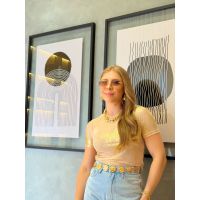 Blusa Tule Metalizada Dourada