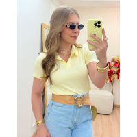 Blusa Polo Canelada Amarela