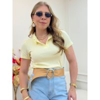 Blusa Polo Canelada Amarela