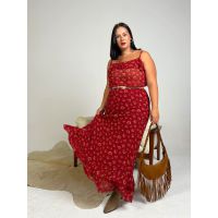 Saia Boho Cereja