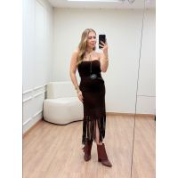 Vestido Franja Marrom