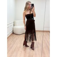 Vestido Franja Marrom