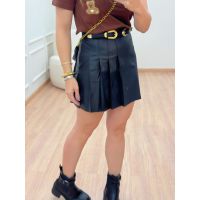 Saia Courinho Plissada Preto