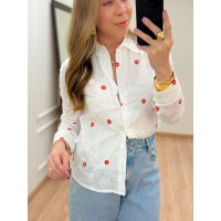 Camisa Florence Branco/vermelho